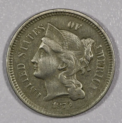 1873-P "Nickel" Three-Cent Copper Nickel Coin, Very Fine - Image 1 of 2