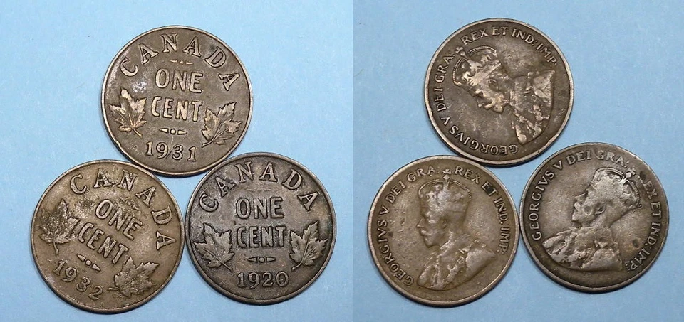 1920 31 32 CANADA CENTS LOT 3 COINS #543-100 - Image 1 of 1