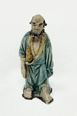 Антикварная китайская керамическая фигурка Porceline Pottery Figurine Glazed Mudman 3,25 дюйма - Изображение 1 из 4