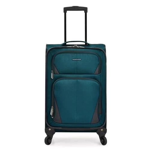 US Traveler Teal Carry on Luggage With Spinner Wheels 22.5" Tall Aviron Bay