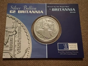 2001 Britannia One Troy Ounce 1oz UK Fine Silver Bullion Two Pounds £2 coin Card - Picture 1 of 4