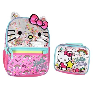 Sanrio Hello Kitty Glitter 2 Piece School Travel Backpack Set For Girls With - Picture 1 of 4