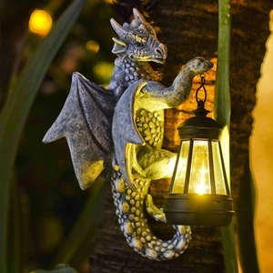 Solar Garden Decor Dragon Tree Hugger - 9.3 Inch Garden Statues Lawn Ornament... - Picture 1 of 7