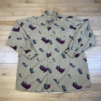 Vintage Ducks Unlimited Shirt Large Men’s AOP Canoe Print Long Sleeve Gorpcore - Image 1 of 4