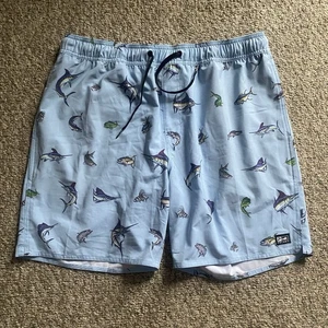 Pelagic Swim Shorts Mens XL Dockside Gamefish Print Blue Board Beach Fishing - Picture 1 of 14