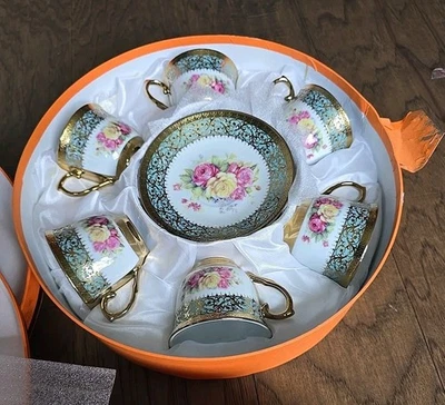 Турецкие кофейные чашки Angela винтажный фарфор ручной работы новый цветочный дизайн 12 шт. - Изображение 1 из 4