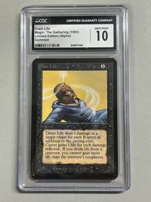 Magic The Gathering MTG Limited Edition Alpha Drain Life - CGC 10 Gem Mint - Image 1 of 4