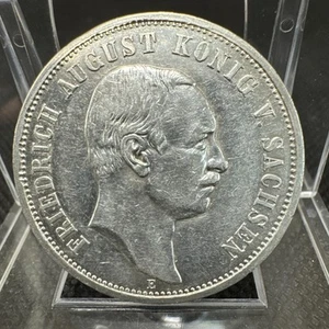 1909E-Germany Saxony Albertine 3 Mark Silver Coin AU Cleaned. - Picture 1 of 4