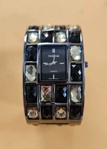 Bebe Wide Band cuff watch With Rhinestone. New Battery installed - Picture 1 of 6