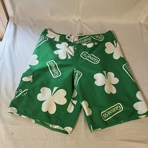 Guiness Beer Mens Board Shorts Swim Trunks Green Shamrocks 33W Free Shipping!@ - Picture 1 of 7