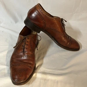 ALDEN 911 Medallion Tip Balmoral Oxfords ~Burnished Tan Calfskin Mens 10 A/C FS! - Picture 1 of 11