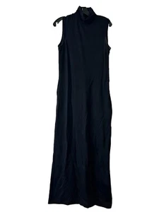 Maxi abito girocollo S Max Mara nero Small Italy misto nylon/cotone A6-44 - Foto 1 di 5