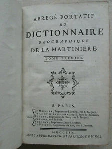 BRUZEN DE LA MARTINIERE : ABREGE DICTIONNAIRE GEOGRAPHIQUE, 1759. 2 cartes. - Picture 1 of 12