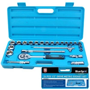 Bluespot 24 Pc Metric Socket Set Ratchet Extention Bar 1/2" Drive 10mm to 32mm - Picture 1 of 6