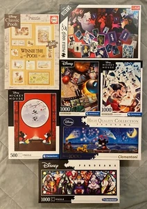 7 Disney Puzzle Lot CLEMENTONI Mickey EDUCA Pooh Photo Frames TREFL Villains - Picture 1 of 18