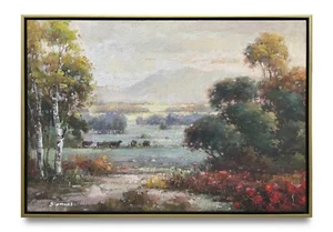Pintura al óleo de paisaje sobre lienzo artística original de Nueva York enmarcada 24x36 - Imagen 1 de 7