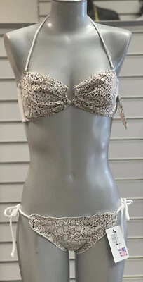 Chica Rica Viper Snake Bandeau & Tie Side Scrunch Bikini Size Large - Image 1 of 4