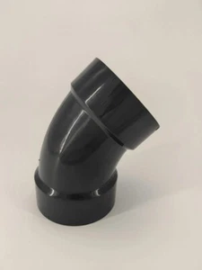 Box of 15 -  45 Degree ABS DWV Pipe Fitting Coupling Elbow, 4" HxH Black- NEW - Picture 1 of 4