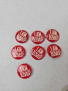 Vintage 1" Red Button Pinback "I am loved" Lot 7 - Bild 1 von 6