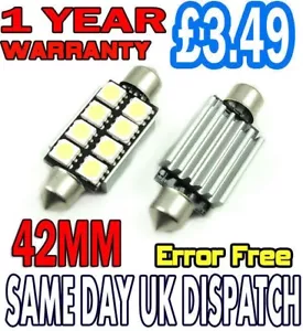 1 Pc 8 SMD LED 42mm 264 CANBUS NO ERROR XENON WHITE INTERIOR/PLATE FESTOON BULB - Picture 1 of 1