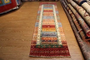 TOP QUALITY HANDMADE 2'8" X10' HALL RUNNER JEWEL COLORS VEGETABLE DYES WOOL RUG - Picture 1 of 13