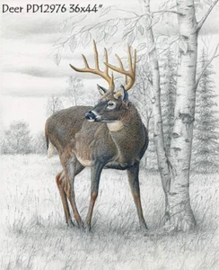Big Game Buck Deer Panel cotton Quilt fabric Riley Blake PD12976 36x44" - Picture 1 of 4