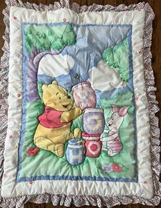 Vintage Winnie Puuh Krippe Decke Bettdecke 100 Hektar Kollektion Rot Calliope - Bild 1 von 19