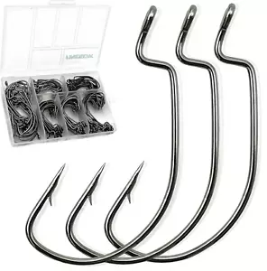 120 Stück Barsch Angelhaken Süßwasser Premium Extra Wide Gap Offset Wurm Barsch Ho - Bild 1 von 12