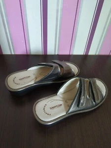 SANYCOM  ECO ORIGINAL SILVER LEATHER ANATOMIC WOMEN'S SLIPPER SHOES Size 38 - Picture 1 of 5