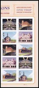 US 5758a-5762a 5762c Railroad Stations imperf NDC plate block 10 R MNH 2023 - Picture 1 of 1