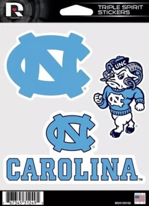North Carolina Tarheels 3 Die Cut Decals Auto Tumbler Laptop Triple Spirit - Picture 1 of 1