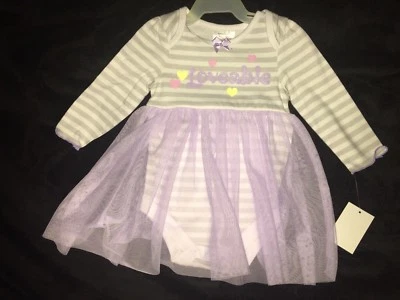 Girl's 3-6 months Long Sleeve One Piece Creeper with Attached Tulle Skirt dress - Image 1 of 4