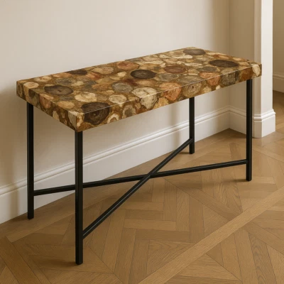 Natural Petrified Wood & Agate Table Top | Modern Coffee Table Slab Decor - Image 1 of 4