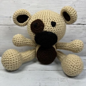 Handmade Crochet Teddy Bear Stuffed Animal Plush Toy Light Brown W/ Dark Spots - Picture 1 of 9