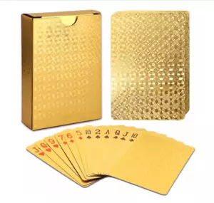Tarjetas de juego de póker de lámina de oro de 24k con caja a juego - Imagen 1 de 6