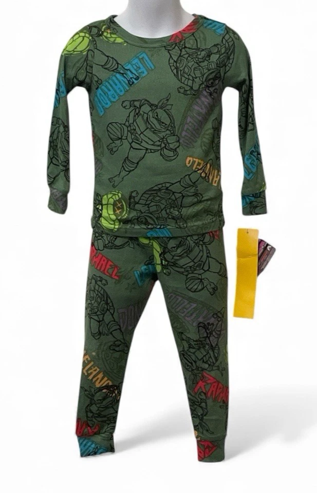 Teenage Mutant Ninja Turtles Boys 2 PC Pajama Set Toddler Size 4 Green - Image 1 of 4