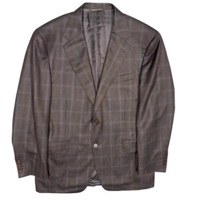 Canali Blazer Plaid Brown Wool Sport Coat Made in Italy Full Canvas 44R - Picture 1 of 11