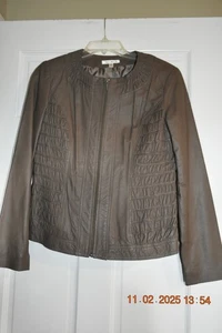 Chaqueta de cuero para mujer Yvonne & Marie negra cremallera completa talla pequeña en muy buen estado - Imagen 1 de 16