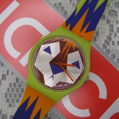 Часы Swatch MOOFASA SUOJ106 с геометрическим львом новые винтажные 2017 унисекс с чехлом - Изображение 1 из 4