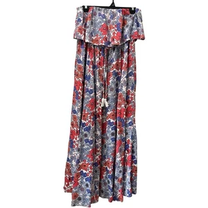 Maxi Vestido Japna Sin Tirantes Talla Grande Pullover Frontal Dividido Floral Años 70 Boho - Imagen 1 de 6