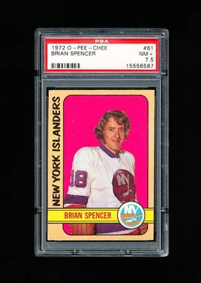 1972 OPC HOCKEY 61 BRIAN SPENCER PSA 7.5 NEAR MINT+ ISLANDERS POP 1 - Image 1 of 4