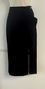GIVENCHY Black Velvet Pencil Skirt Zip-down Side Split Sz 38 - Picture 1 of 12