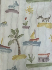 Garnet Hill 100% Cotton Dog tree water color kids reversible Twin Duvet 84 x 62” - Picture 1 of 4