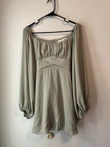 Vestido Altard State Raelily Manga Larga Manga Globo Talla Corta Pequeña Salvia Verde - Imagen 1 de 5