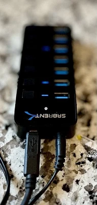 Sabrent 7-Port USB 3.0 Hub W/ Individual Power Switches LEDs Complete Tested - Image 1 of 4