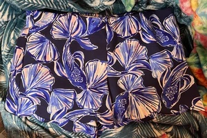 Lilly Pulitzer Women Scalloped Adelia Scuba Shorts Blue Size Large Elastic Band - Picture 1 of 4