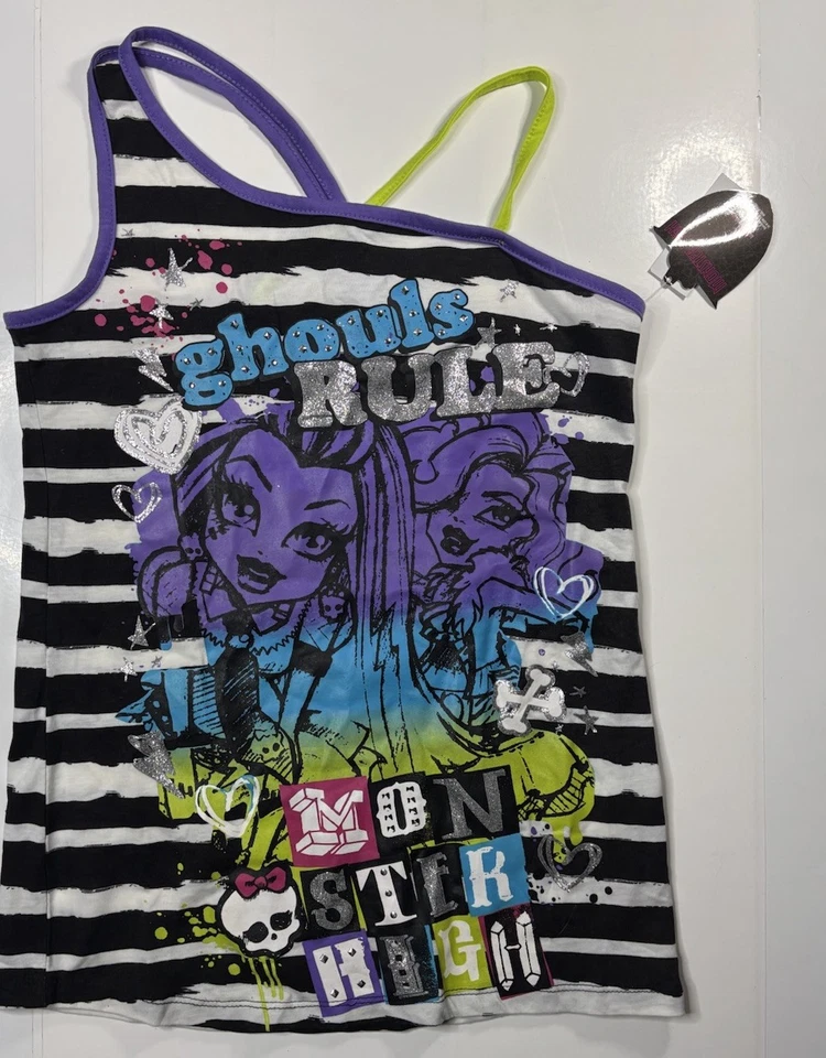 Nuevo con etiquetas Camisa Monster High Ghouls Rule Niñas Correas para el Hombro Juvenil Grande 2012 Nueva Foto 1 de 4