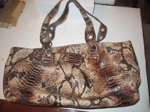 CLAUDIA FIRENZE HANDBAG MADE IN ITALY - SNAKESKIN PRINT LEATHER HANDBAG - Picture 1 of 6