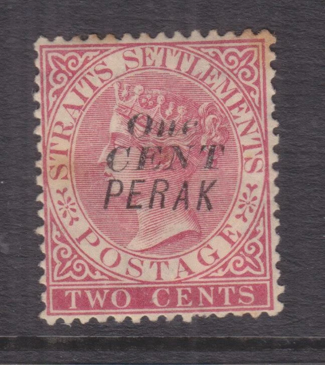PERAK,马来西亚,1887 年 1 美分 2c。 玫瑰,重铰链薄荷。 — 第 1/1 张图片