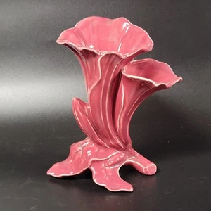 VTG Pink Lily Flowers Double Chamber Vase Art Nouveau 6.25 Inch - Picture 1 of 10